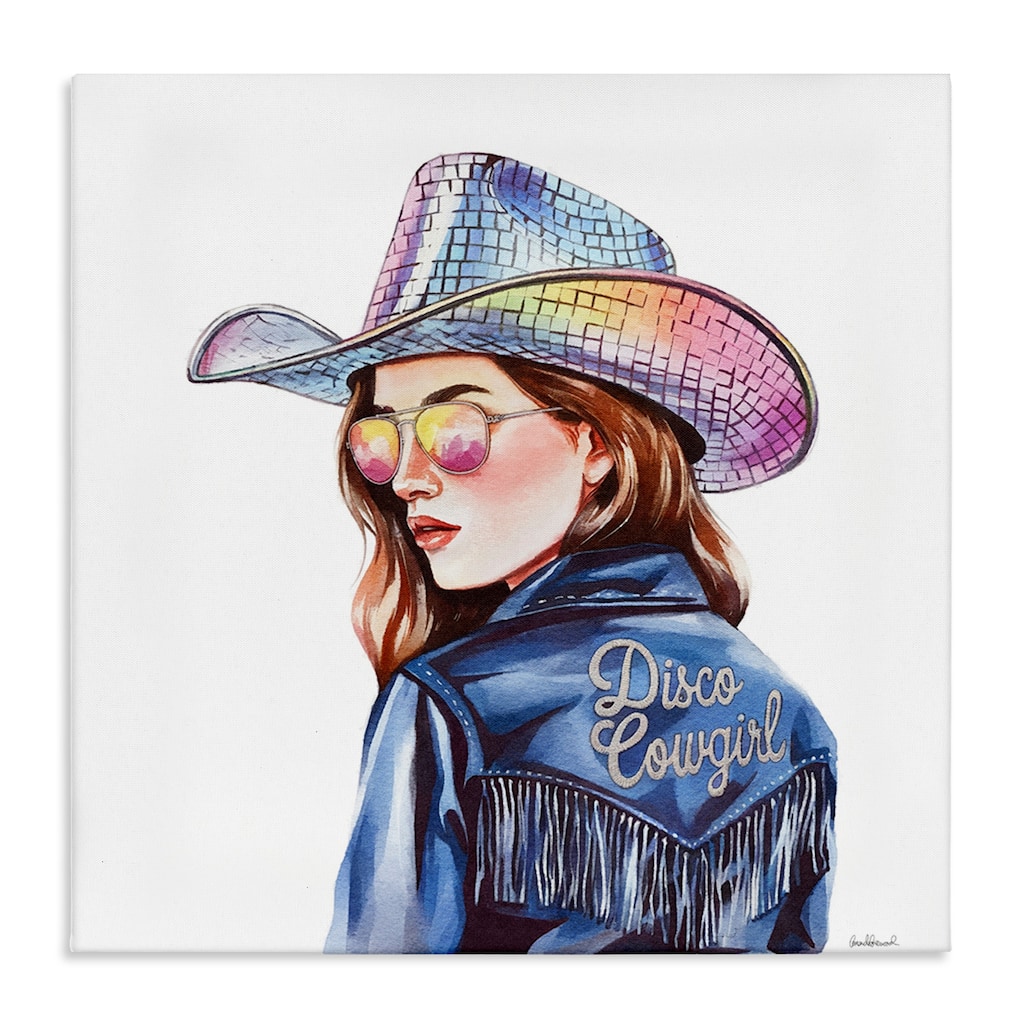 Stupell Disco Cowgirl in Blue Canvas Wall Art Design By Amanda Greenwood