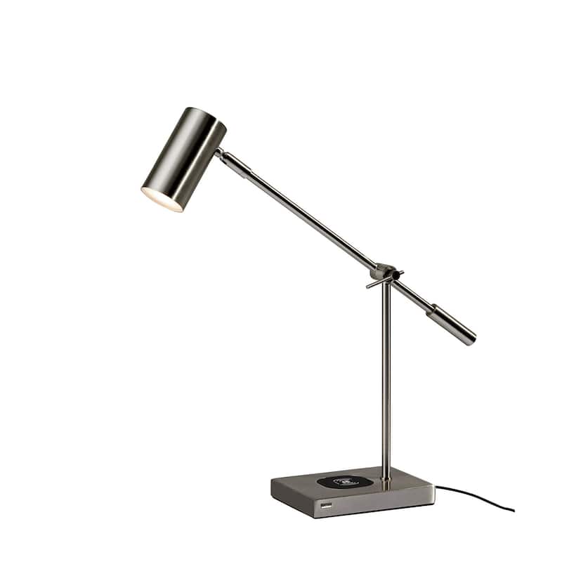 Adesso Collette LED Desk Lamp with Adesso Charge Wireless Charging Pad - Brushed Steel