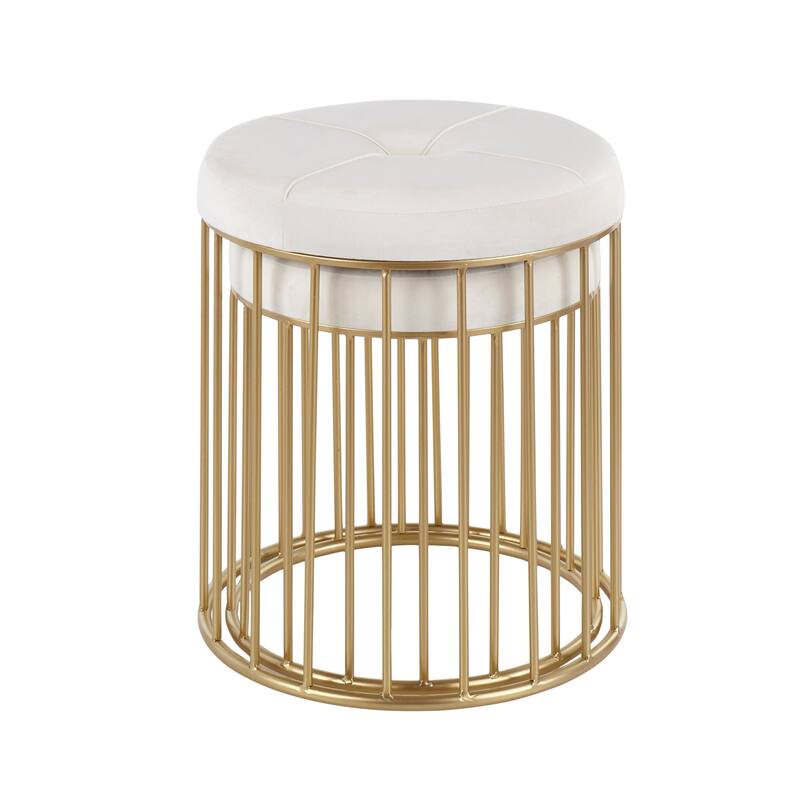 Canary Gold Nesting Ottomans - Cream Velvet