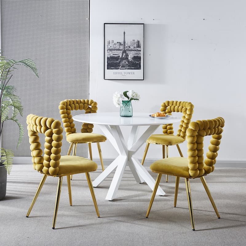 Modern chair(set of 4 )with Iron Tube Legs,Soft Cushions and Comfortable Backrest,Suitable for Dining Room,Living Room