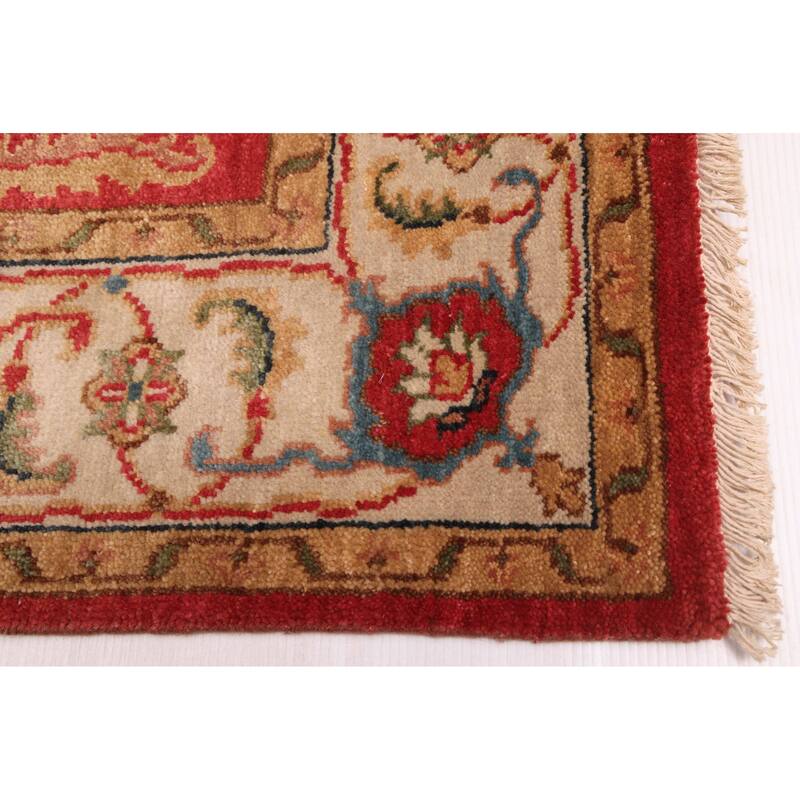 ECARPETGALLERY Hand-knotted Finest Oushak Red Wool Rug - 5'0 x 6'11