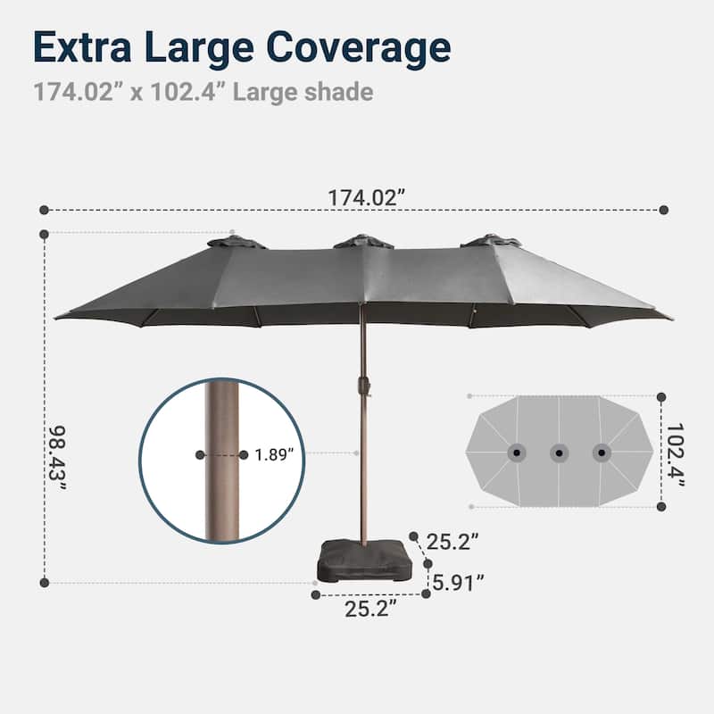 XIZZI Patio Umbrella Oversized Outdoor Shade with Base