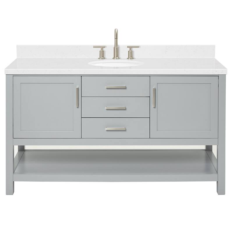 Ariel R060SCQOVO Bayhill 60" Free Standing Single Basin Vanity Set - Grey