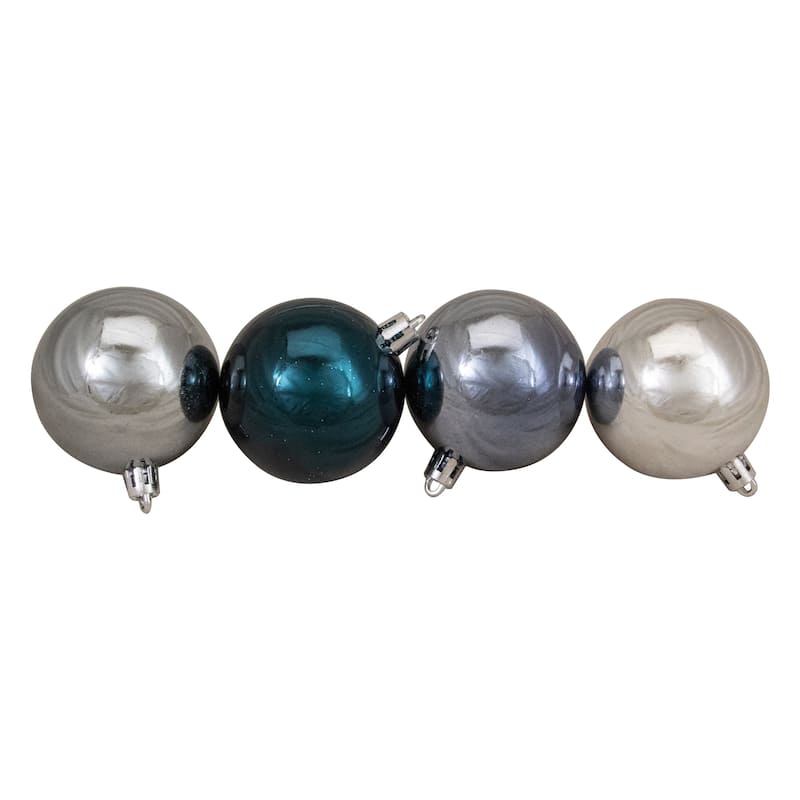60ct Silver Blue Shatterproof 3-Finish Christmas Ball Ornaments 2.5"