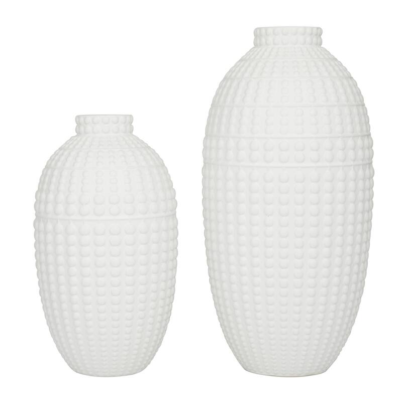 Ceramic Decorative Vase - Set of 2 White - CosmoLiving by Cosmopolitan
