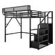 preview thumbnail 69 of 98, Metal Loft Bed with Wooden Stairs Built-in Storage Shelves and Wardrobe, High Loft Bed Frame with Side Grid Storage Rack