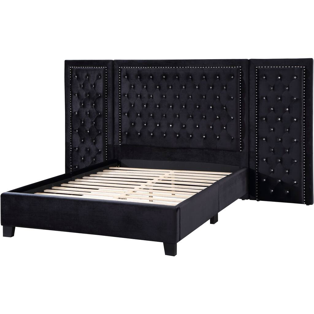 ACME Damazy Eastern King Bed in Black Velvet