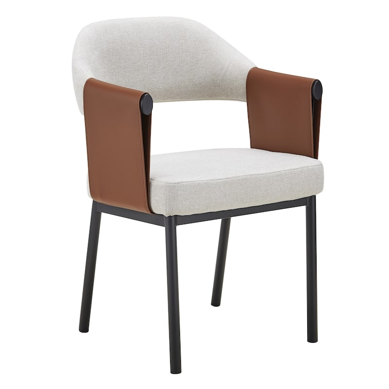 Jensen Modern Light Grey Fabric & Camel Vegan Leather Dining Chair