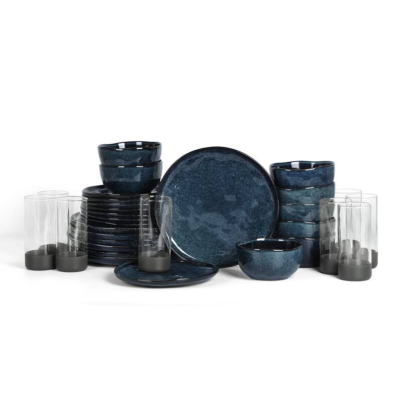 Stone Lain Mirella Stoneware, Borosilicate Glass Dinnerware Set