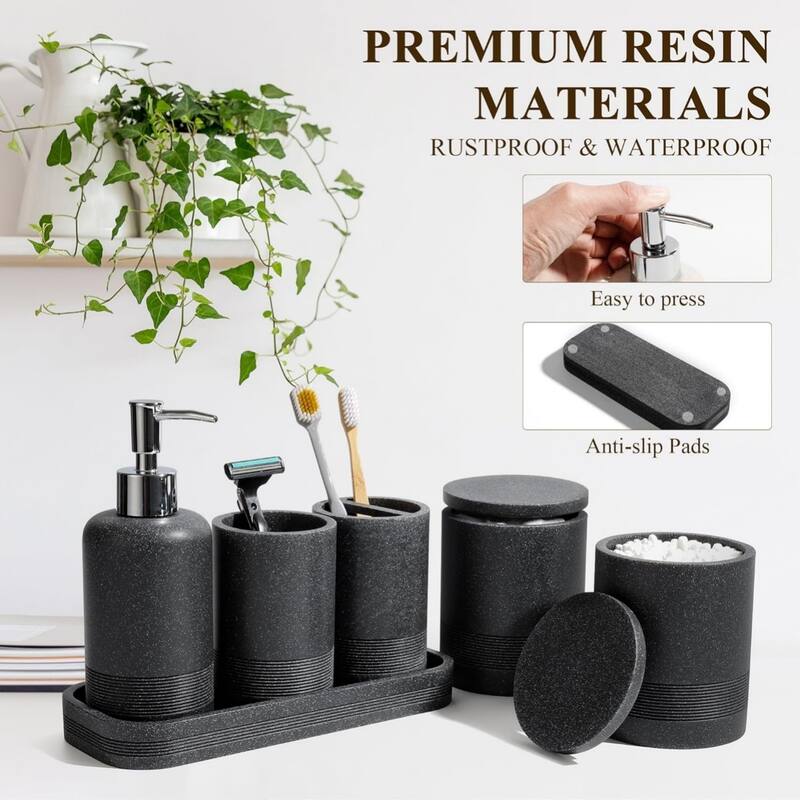6-piece bathroom toothbrush set, glass cup, cotton swab jar, modern bathroom organizer