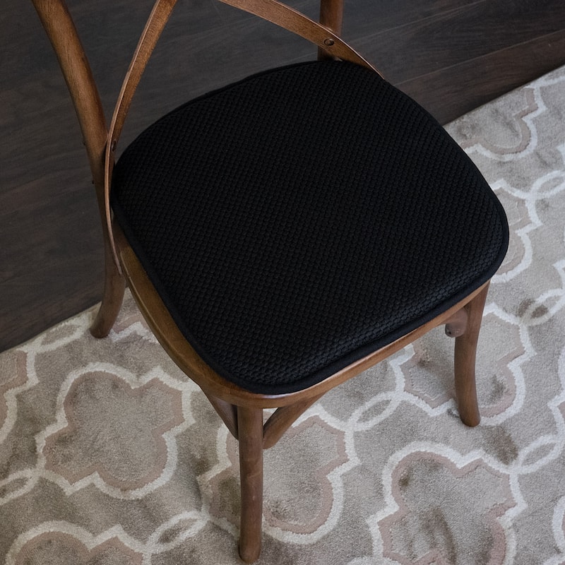 Black 16-inch Memory Foam Chair Pad/Seat Cushion with Non-Slip Backing (2 or 4 Pack)
