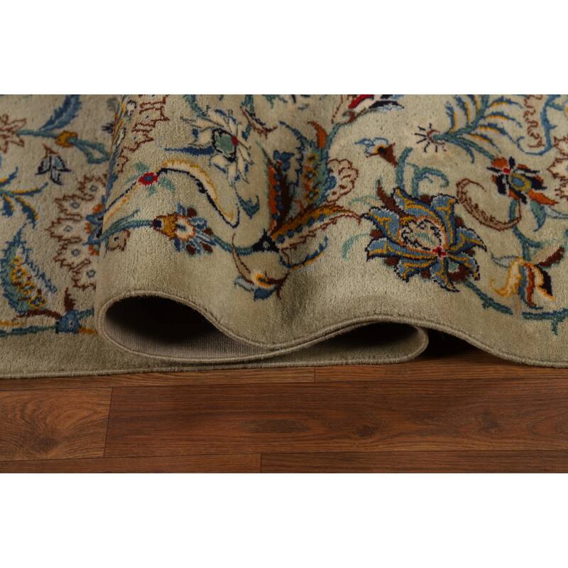 Vegetable Dye Floral Kashan Persian Large Rug Handmade Wool Carpet - 11'0"x 14'11"