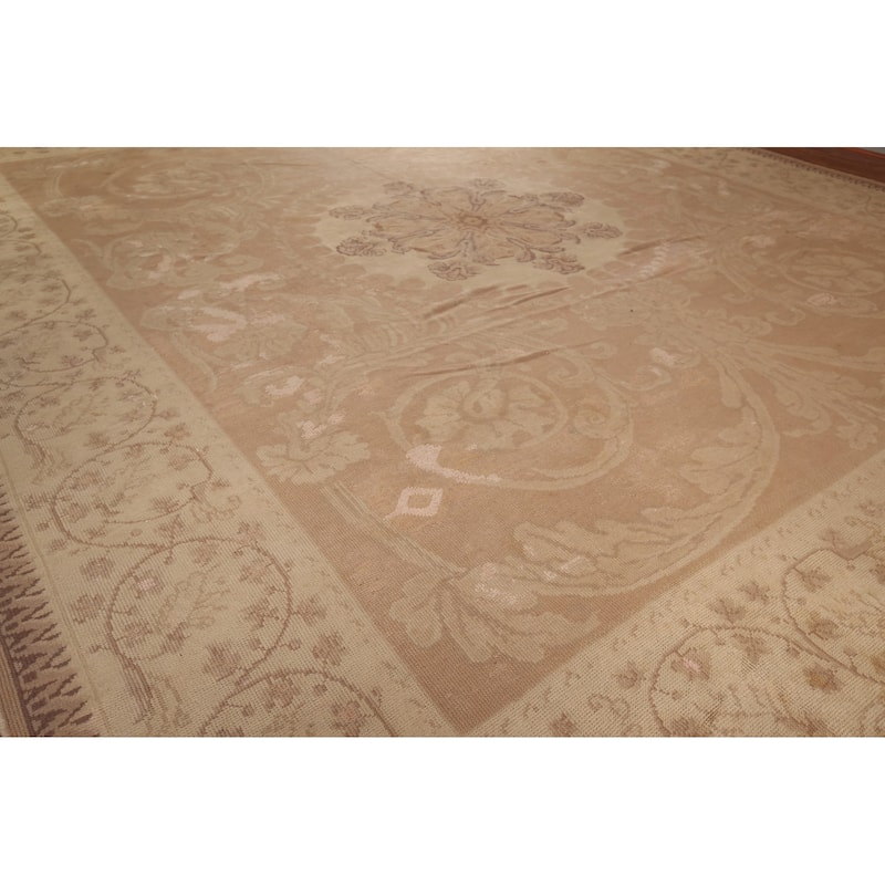 Antique Vegetable Dye Oushak Large Turkish Rug Handmade Wool Carpet - 16'7" x 19'3"