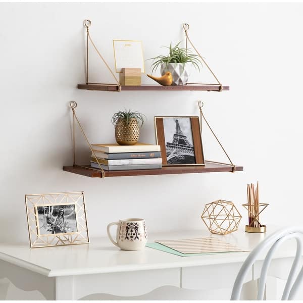 slide 2 of 20, Kate and Laurel Vista Wood and Metal Wall Shelves - 2 Piece