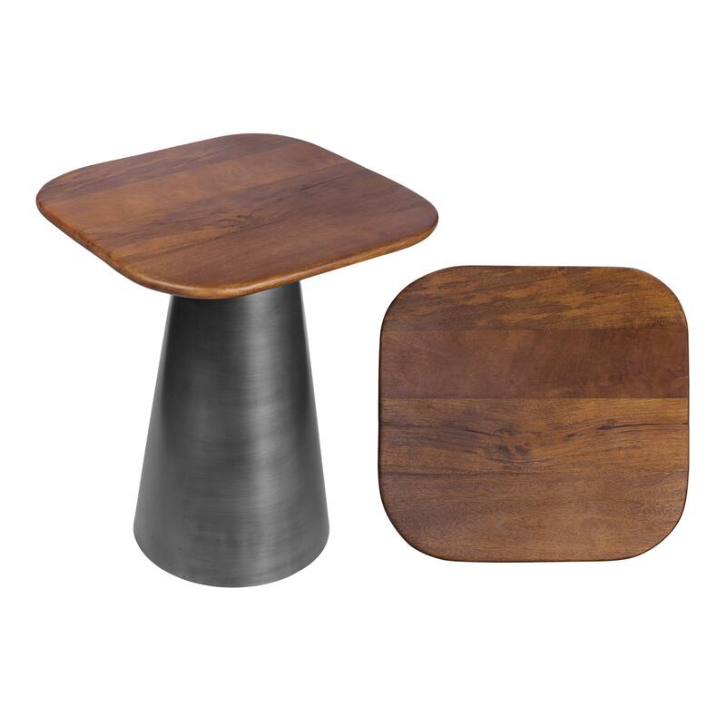 JONATHAN Y Skye 18" Square Wood/Metal Accent Table - 15.75L x 15.75W x 18H - Honey Nickel (square)