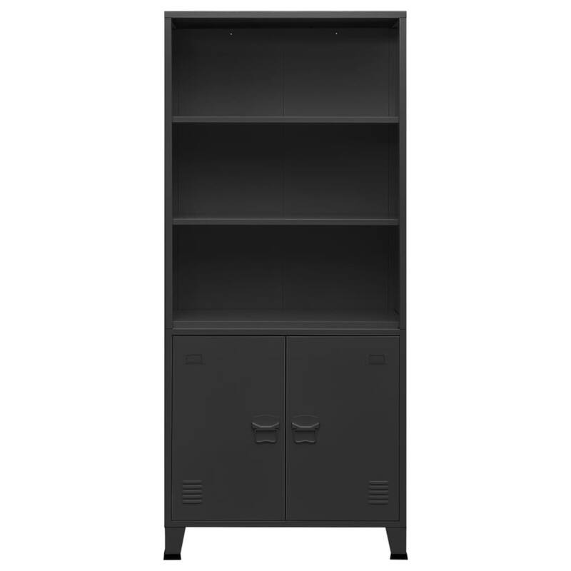 vidaXL Bookshelf Bookcase with 3 Shelves Decor Cabinet with Display Steel - 31.5" x 12.6" x 70.9"
