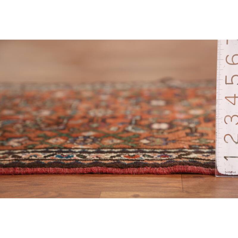 Hand Knotted Oriental 100% Wool Carpet Traditional All-Over Oranges & Rust Hamedan Runner Rug - 8' 2'' X 2' 8''