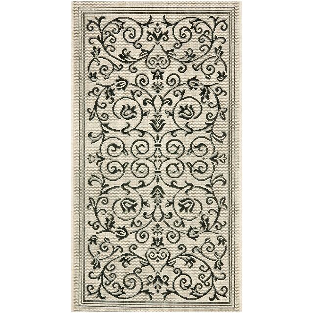 SAFAVIEH Courtyard Clarine Indoor/ Outdoor Waterproof Patio Backyard Rug - 2' x 3'7" - Sand/Black