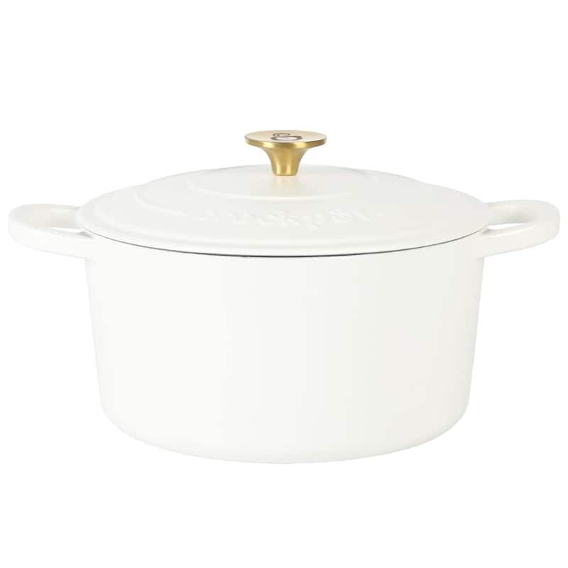 5 Quart Round Enameled Cast Iron Dutch Oven with Lid in Linen