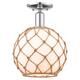 Option Polished Chrome / White Glass with Brown Rope