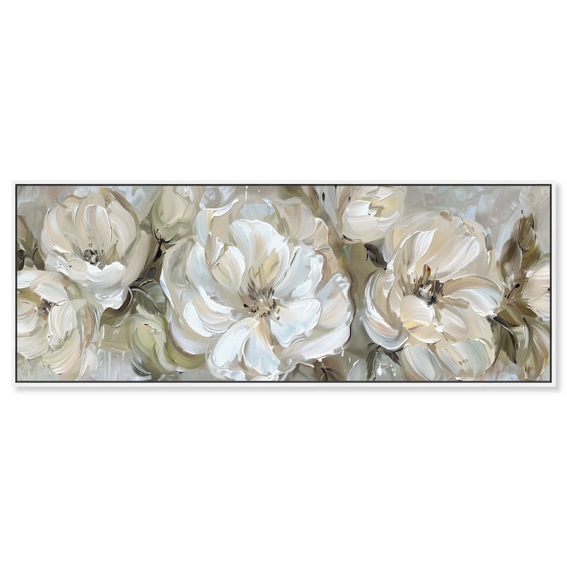 Floral in Sage Panoramic Canvas by Art Remedy - White - 54" x 20"