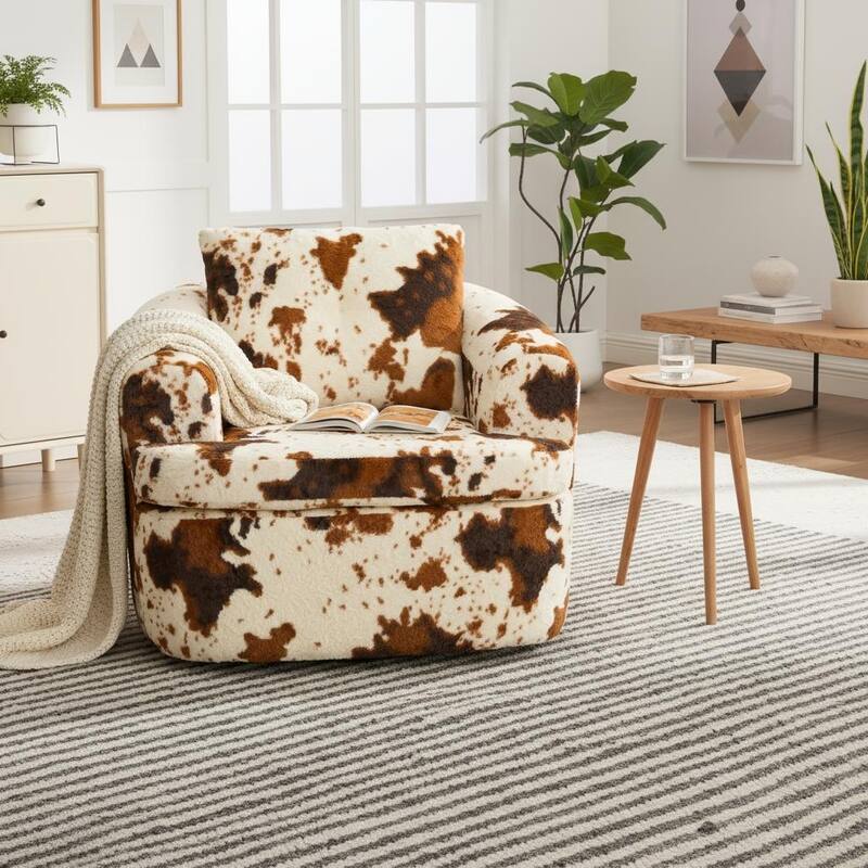 Plush 360° Swivel Barrel Accent Chair with Deep Cushioning by Harper&Bright Designs