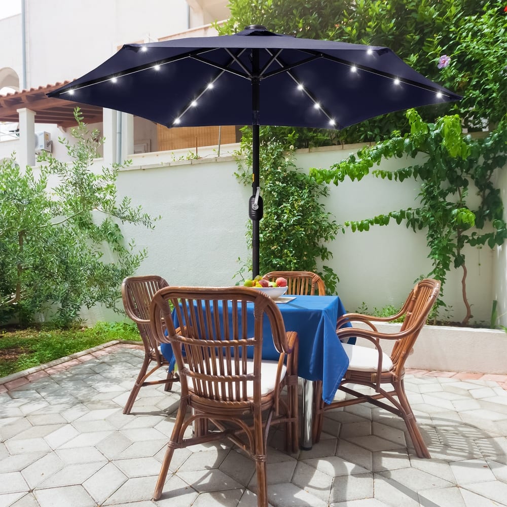 LIVOOSUN Patio 7.5 Feet Market Solar LED Light Umbrella