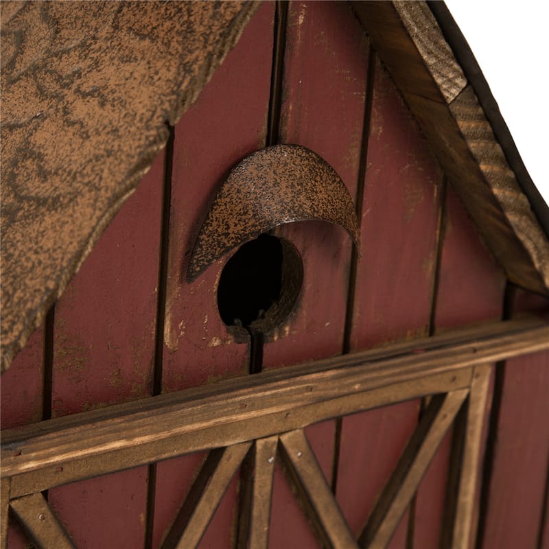 Glitzhome 20.75"W Extra-Large Farmhouse Rustic Wood Barn Birdhouse - 20.75" W x 14.96" H x 8.27" D