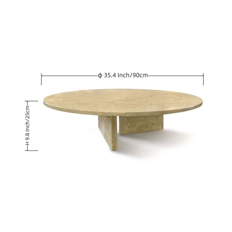 35.4" Natural Marble Stone Coffee Table