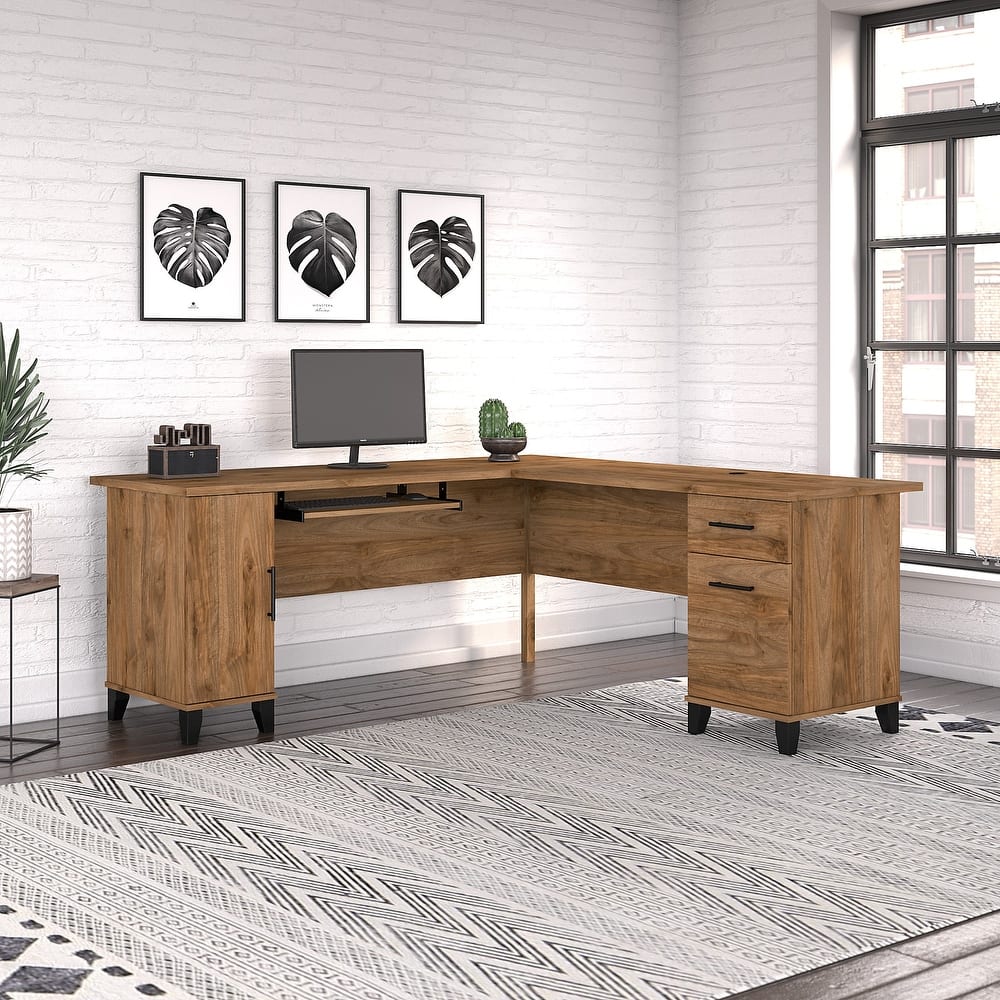 Somerset 72W L Shaped Desk with Storage by Bush Furniture