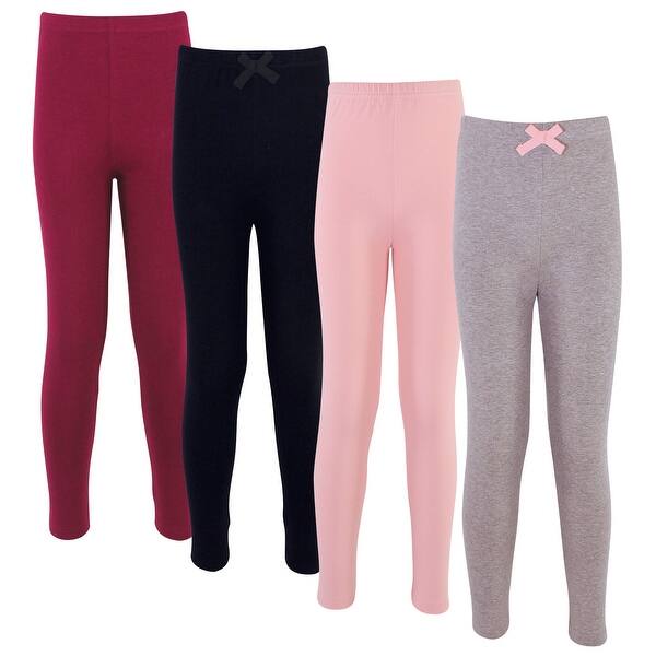 slide 1 of 1, Touched by Nature Baby Organic Cotton Leggings 4pk, Solid Pink Burgundy 12-18 Months - Solid Pink Burgundy