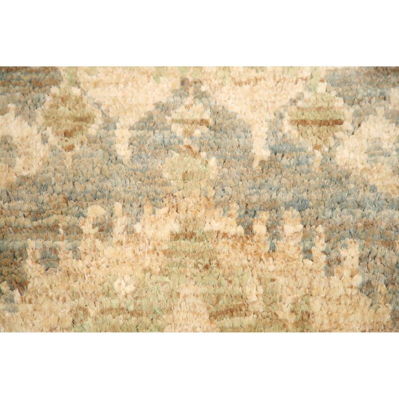 Hand Knotted Oriental Jute Carpet Modern Abstract Beige & Ivories Moroccan Area Rug - 3' 0'' X 2' 0''