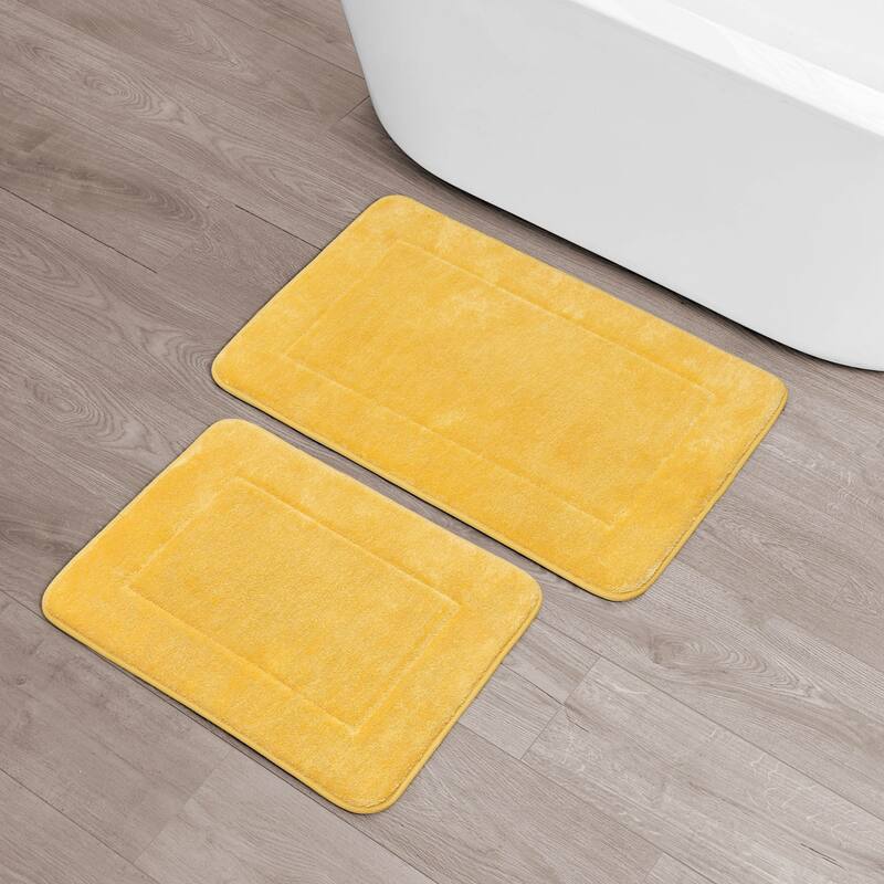 Oliver Brown Terry Memory Foam Bath Mat - 20 x 32 & 17 x 24 - Daffodil Yellow