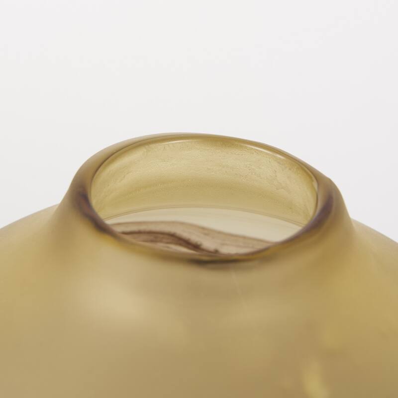 HomeRoots 8" Yellow Abstract Cylinder Crystal Glass Table Vase