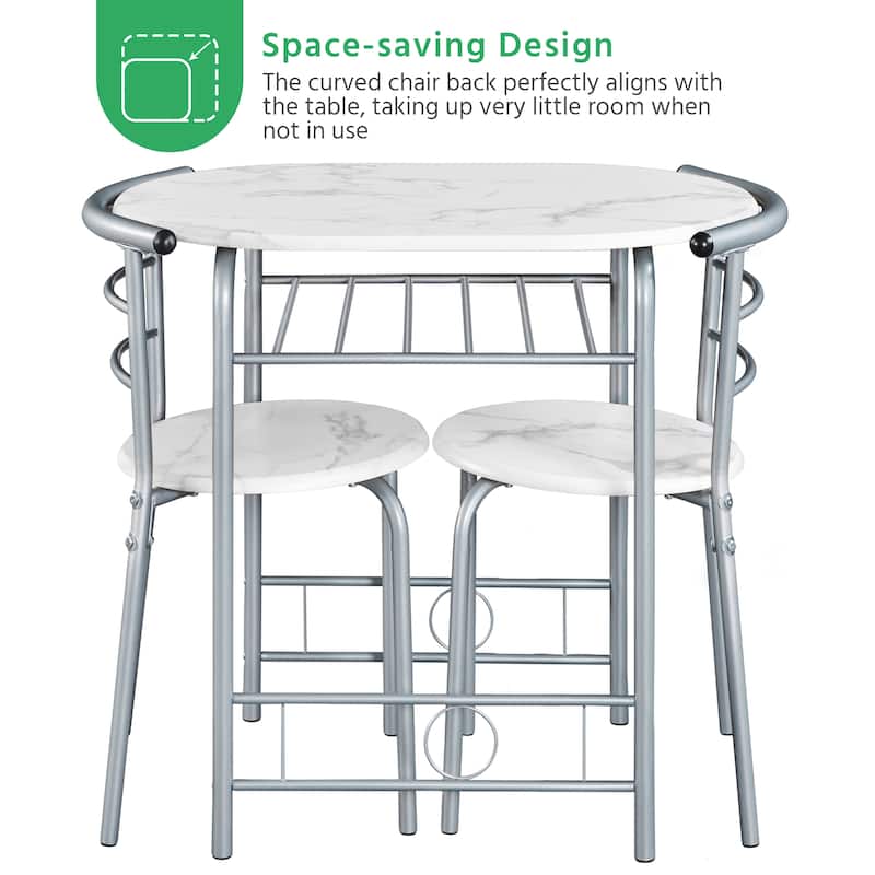 Yaheetech Modern Round Dining Table Set, 3 Piece Dining Room Sets for Kitchens, Apartments