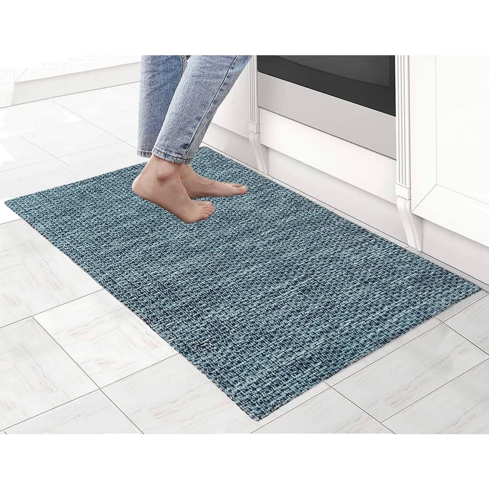 Woven Cotton Anti Fatigue Cushioned Kitchen | Doormat | Bathroom 18" x 30" Mats With Foam Backing Anti Slip - 18''x30''