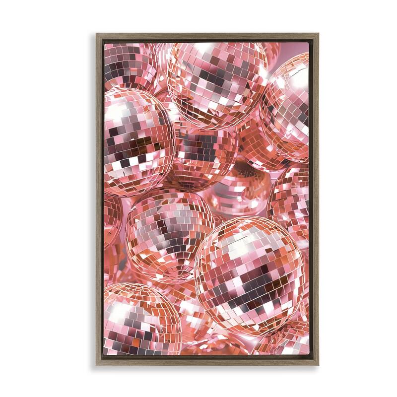 Stupell Pink Disco Ball Pile Framed Floater Canvas Wall Art Design By LSR Design Studio - 17 x 25 - Brown