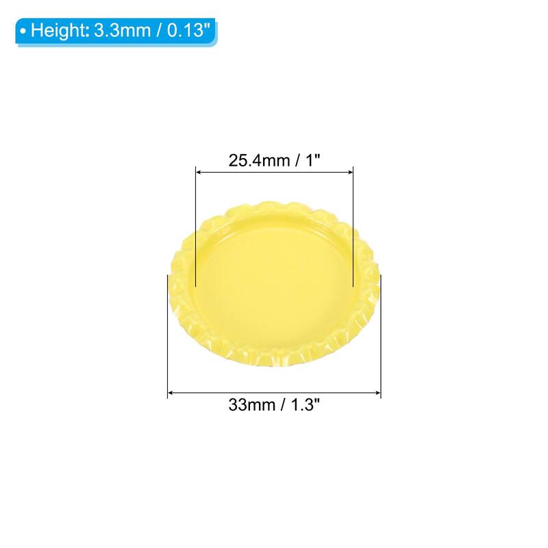 50Pcs Flat Decorative Bottle Caps Craft Bottle Pendant Trays - Yellow