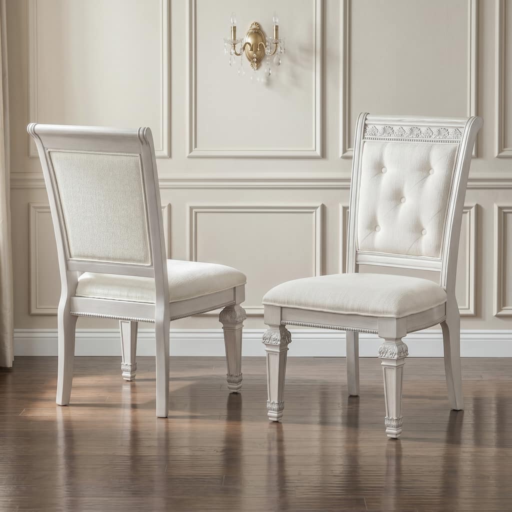 Furniture of America Fornan Traditional Ivory Solid Wood Dining Side Chairs (Set of 2)