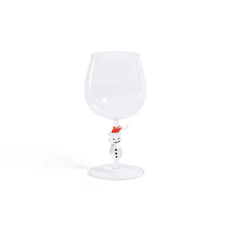 Snowman Sips Wine Glasses, Set of 4, Holiday Themed Glassware
