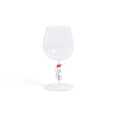 Snowman Sips Wine Glasses, Set of 4, Holiday Themed Glassware