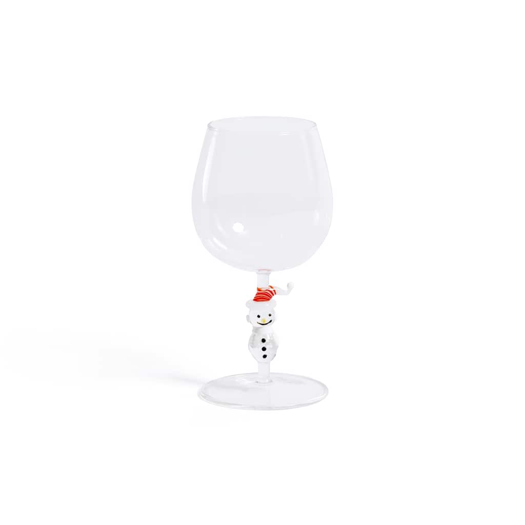 Snowman Sips Wine Glasses, Set of 4, Holiday Themed Glassware