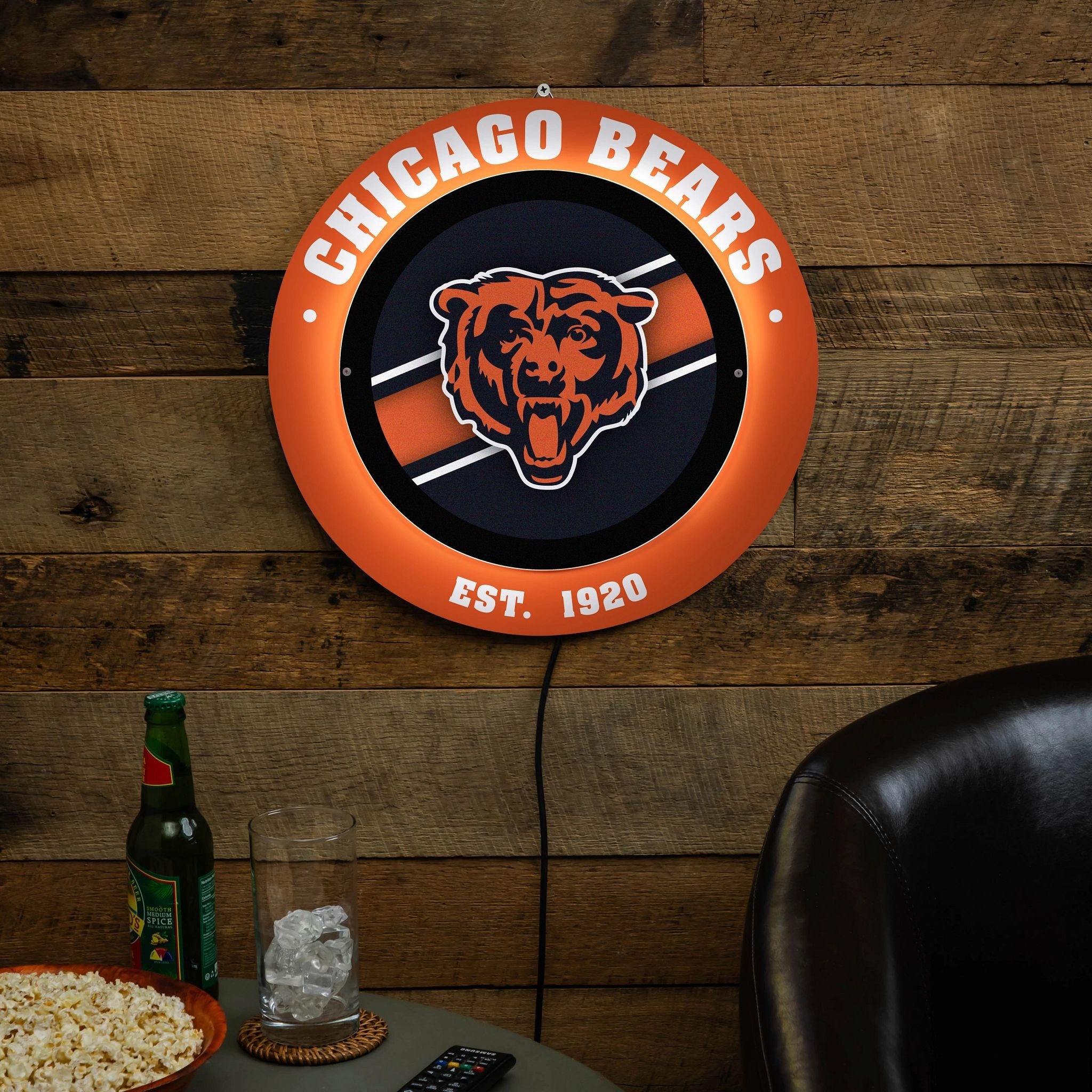 Chicago Bears LED Metal Lit Wall Sign Decor