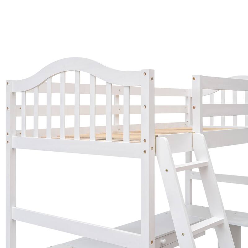 Versatile Twin Loft Bed with Multiple Storage Options and Functional Desk for Kids