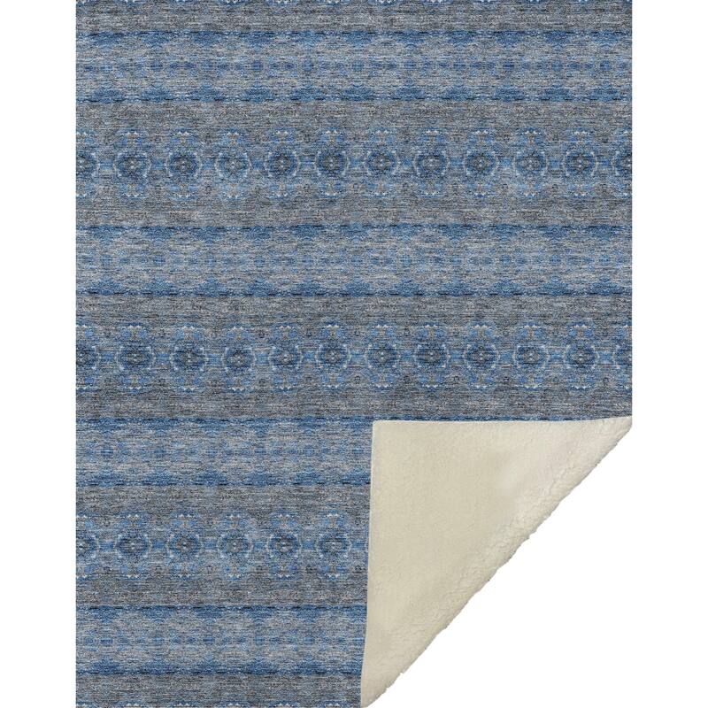 Premium Machine Washable Boho Stripes Sherpa Throw Blanket
