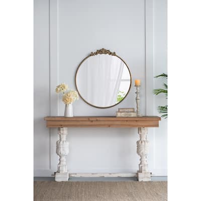 30" x 32" Classic Design Round Mirror with Baroque Inspired Frame