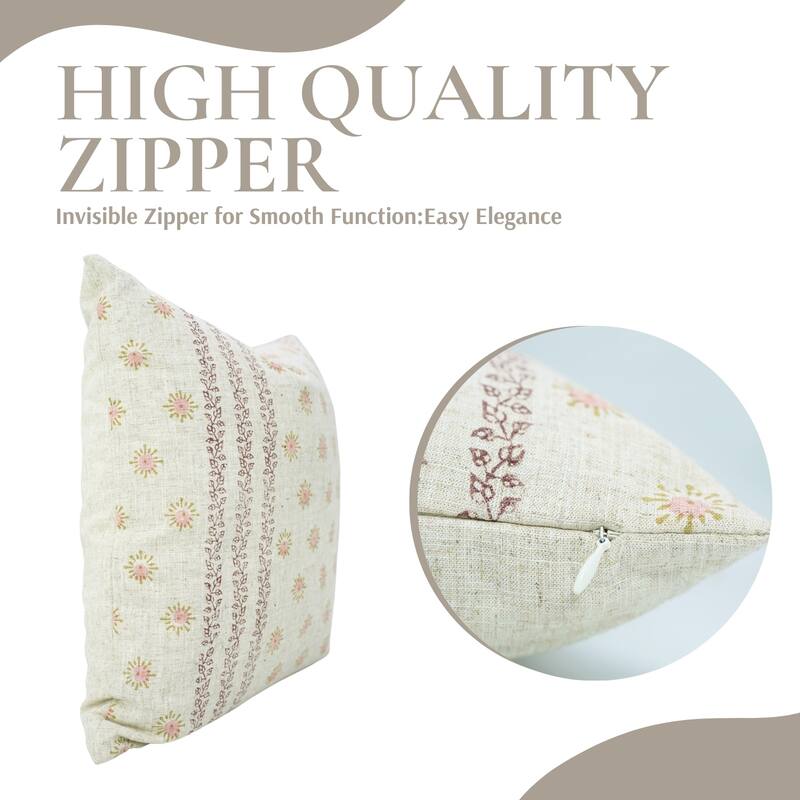 Fabdivine Peach 12x20 Inch Floral Cushion Cover for Summer Bedroom Rectangle Throw Fall Décor Viscose Linen Lounge, Happy Bloom
