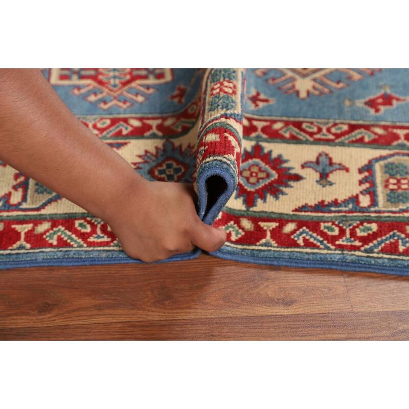 Light Blue Kazak Rug Handmade Oriental Wool Carpet - 5'0" x 7'4"