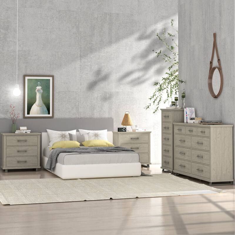 Farmhouse 4-Piece Bedroom Set - 2 Nightstand, 1 Chest and 1 Dresser