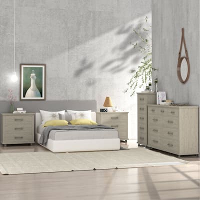 Farmhouse 4-Piece Bedroom Set - 2 Nightstand, 1 Chest and 1 Dresser
